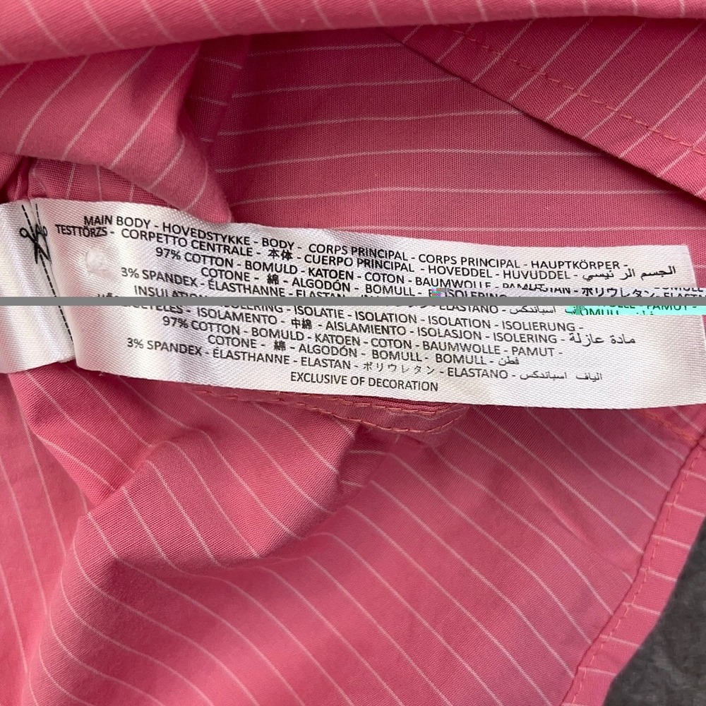 Ariat Long Sleeve Button Up Shirt Womens Large Flip Cuffs Fitted Pink Pinstriped - Picture 14 of 14